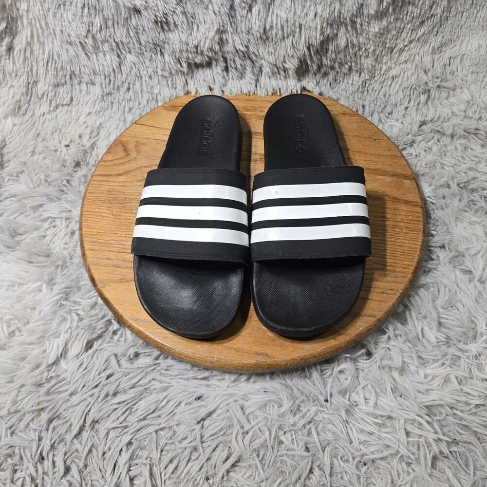Adidas Adilette Slides Sandals Mens Size 10 Black Open Toe Comfort Pool Slide